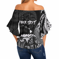 Hawaii Surfing Personalized Off Shoulder Wrap Waist Top Born To Surf Tiki Hawaiian Pattern LT14 - Polynesian Pride