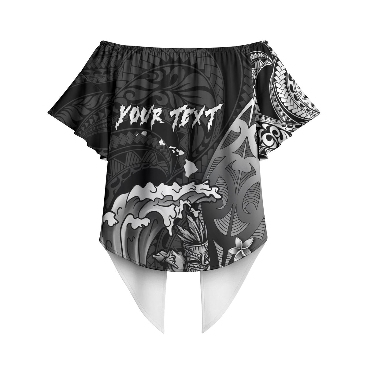 Hawaii Surfing Personalized Off Shoulder Wrap Waist Top Born To Surf Tiki Hawaiian Pattern LT14 - Polynesian Pride