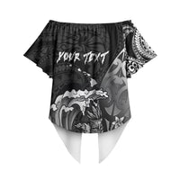 Hawaii Surfing Personalized Off Shoulder Wrap Waist Top Born To Surf Tiki Hawaiian Pattern LT14 - Polynesian Pride