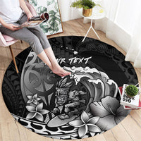 Hawaii Surfing Personalized Round Carpet Born To Surf Tiki Hawaiian Pattern LT14 - Polynesian Pride
