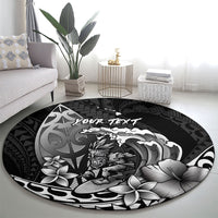 Hawaii Surfing Personalized Round Carpet Born To Surf Tiki Hawaiian Pattern LT14 - Polynesian Pride