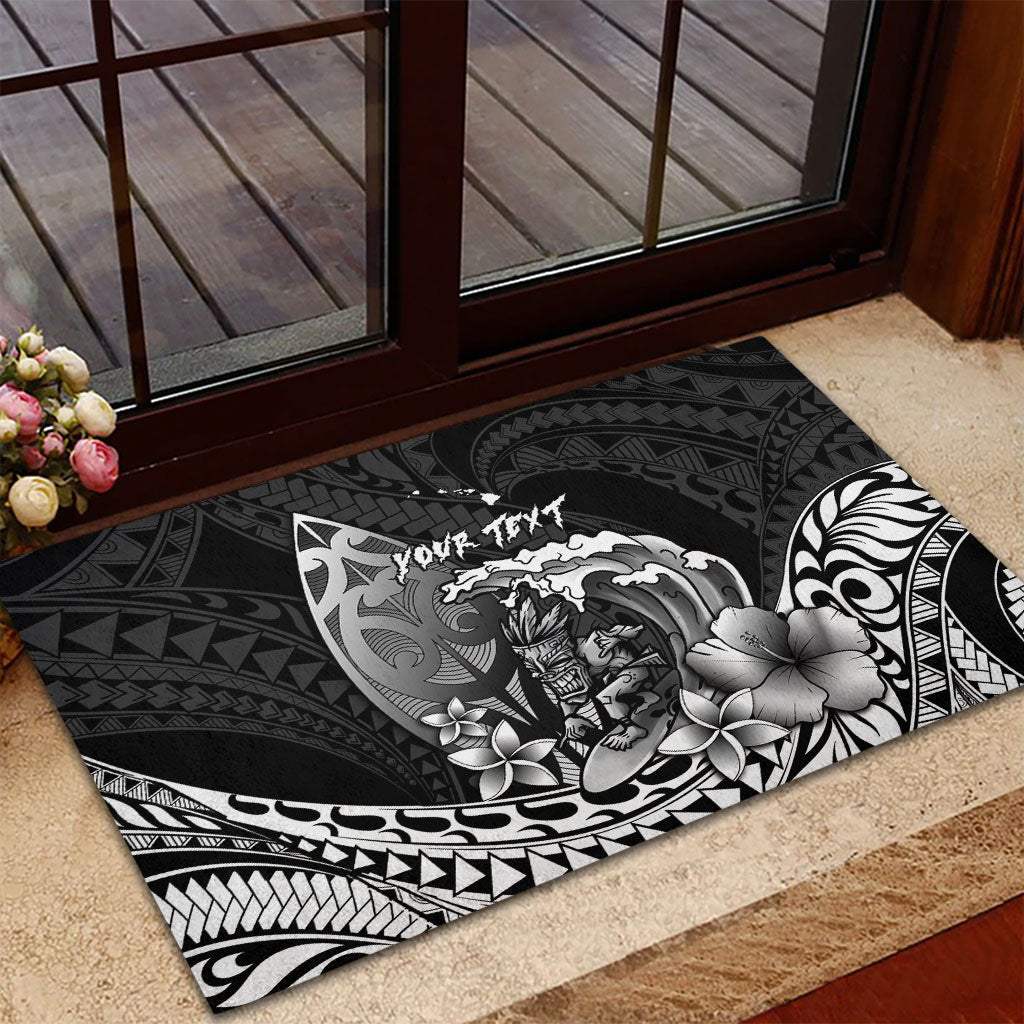 Hawaii Surfing Personalized Rubber Doormat Born To Surf Tiki Hawaiian Pattern LT14 - Polynesian Pride