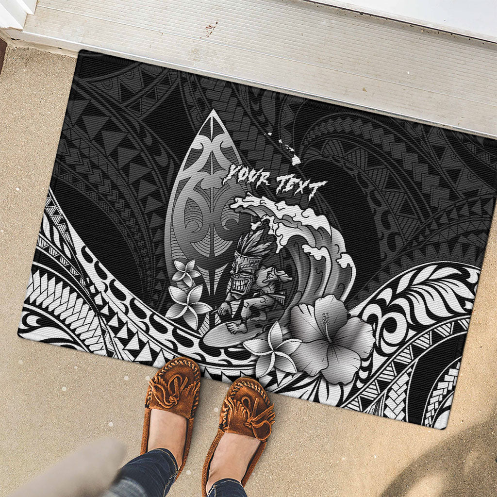 Hawaii Surfing Personalized Rubber Doormat Born To Surf Tiki Hawaiian Pattern LT14 - Polynesian Pride