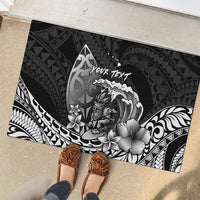 Hawaii Surfing Personalized Rubber Doormat Born To Surf Tiki Hawaiian Pattern LT14 - Polynesian Pride