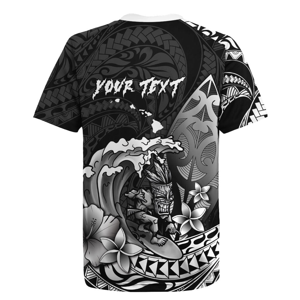 Hawaii Surfing Personalized Rugby Jersey Born To Surf Tiki Hawaiian Pattern LT14 - Polynesian Pride