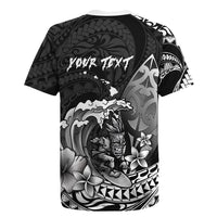 Hawaii Surfing Personalized Rugby Jersey Born To Surf Tiki Hawaiian Pattern LT14 - Polynesian Pride
