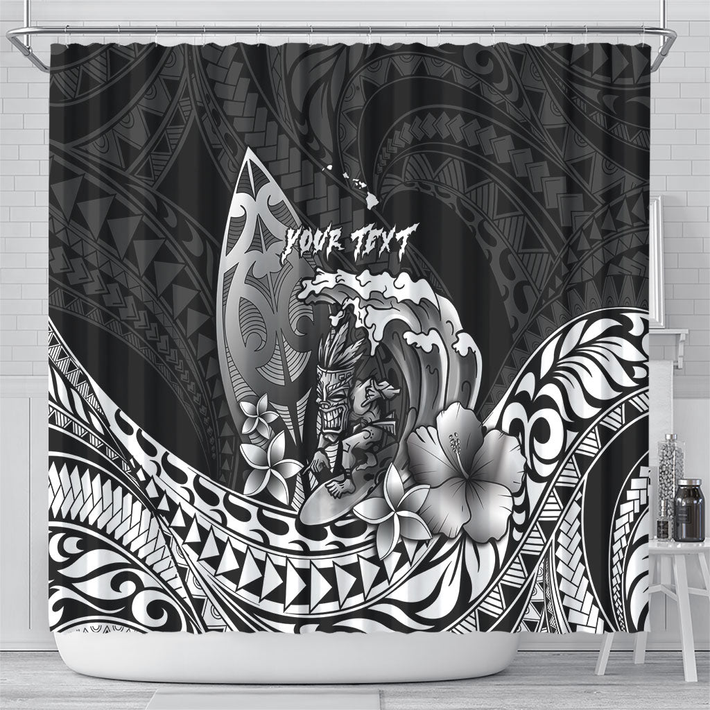 Hawaii Surfing Personalized Shower Curtain Born To Surf Tiki Hawaiian Pattern LT14 - Polynesian Pride