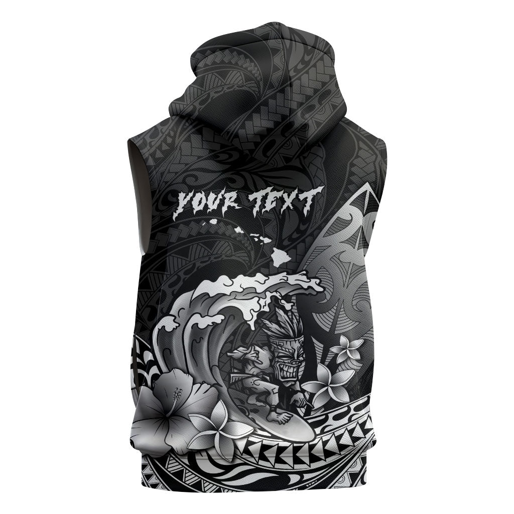 Hawaii Surfing Personalized Sleeveless Hoodie Born To Surf Tiki Hawaiian Pattern LT14 - Polynesian Pride