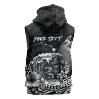 Hawaii Surfing Personalized Sleeveless Hoodie Born To Surf Tiki Hawaiian Pattern LT14 - Polynesian Pride