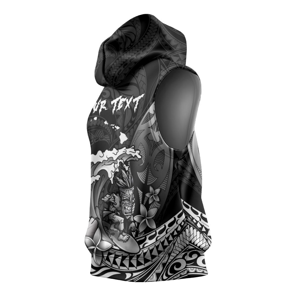 Hawaii Surfing Personalized Sleeveless Hoodie Born To Surf Tiki Hawaiian Pattern LT14 - Polynesian Pride
