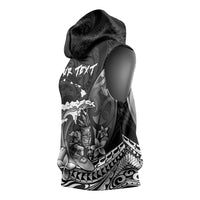 Hawaii Surfing Personalized Sleeveless Hoodie Born To Surf Tiki Hawaiian Pattern LT14 - Polynesian Pride