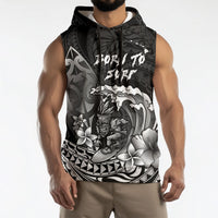 Hawaii Surfing Personalized Sleeveless Hoodie Born To Surf Tiki Hawaiian Pattern LT14 - Polynesian Pride