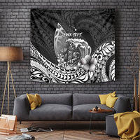Hawaii Surfing Personalized Tapestry Born To Surf Tiki Hawaiian Pattern LT14 Black - Polynesian Pride