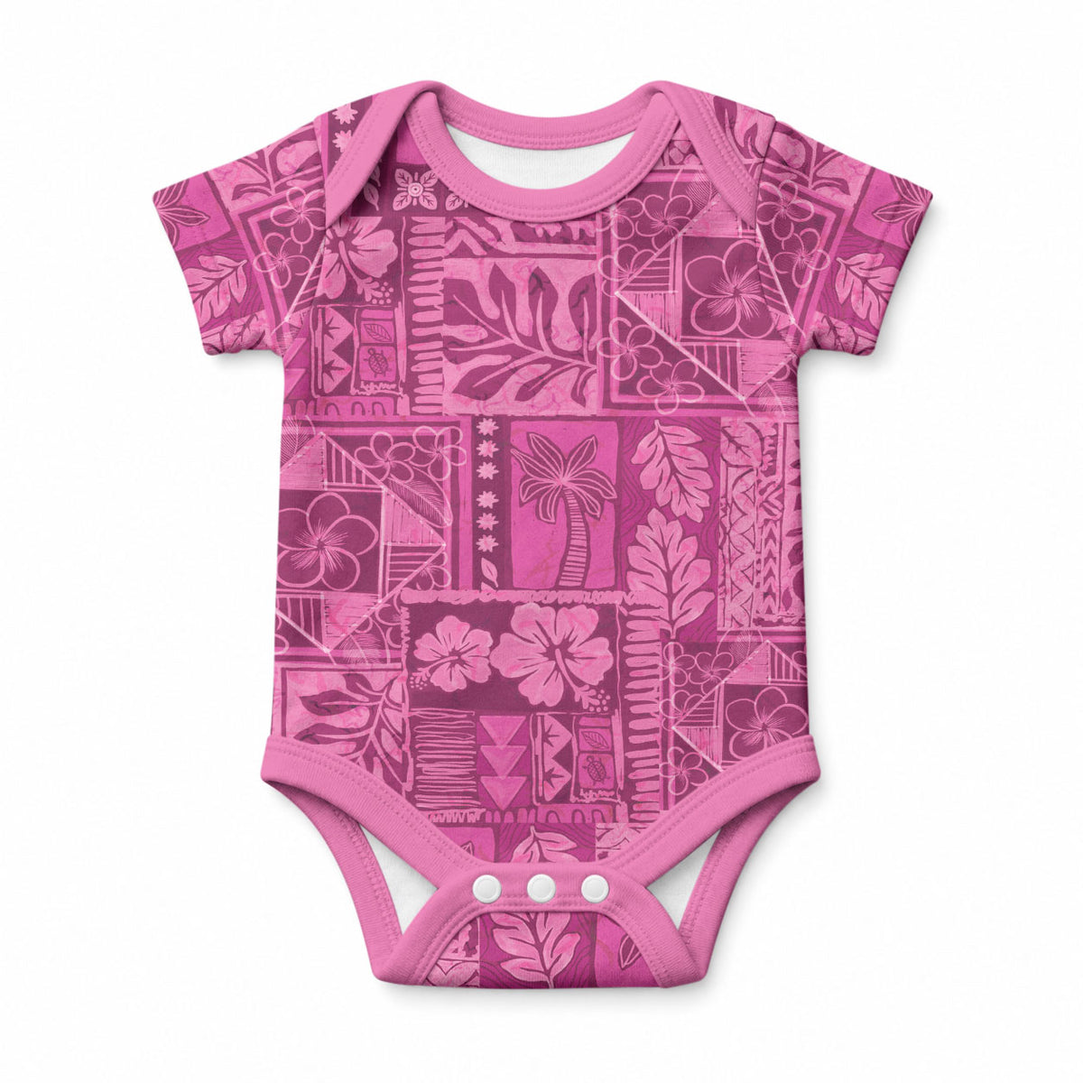 Hawaii Rainforest Beach Tropical Flowers Baby Onesie LT14 Pink - Polynesian Pride