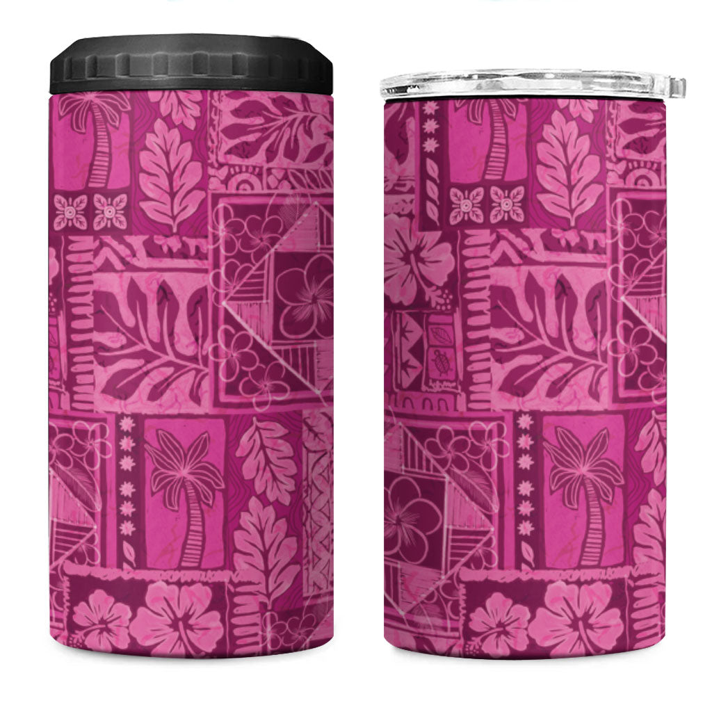 Hawaii Rainforest Beach Tropical Flowers 4 in 1 Can Cooler Tumbler LT14 One Size: 16 oz Pink - Polynesian Pride