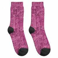 Hawaii Rainforest Beach Tropical Flowers Crew Socks LT14 - Polynesian Pride