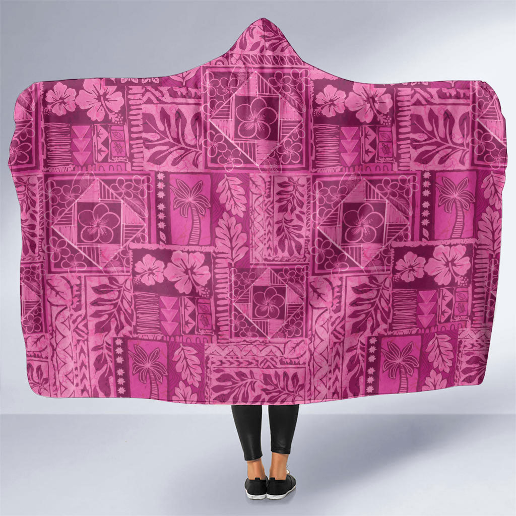 Hawaii Rainforest Beach Tropical Flowers Hooded Blanket LT14 One Size Pink - Polynesian Pride