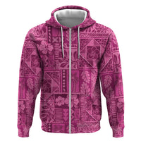 Hawaii Rainforest Beach Tropical Flowers Hoodie LT14 Zip Hoodie Pink - Polynesian Pride