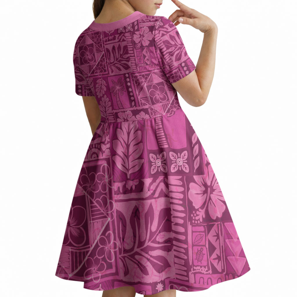 Hawaii Rainforest Beach Tropical Flowers Kid Short Sleeve Dress LT14 - Polynesian Pride