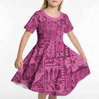 Hawaii Rainforest Beach Tropical Flowers Kid Short Sleeve Dress LT14 - Polynesian Pride