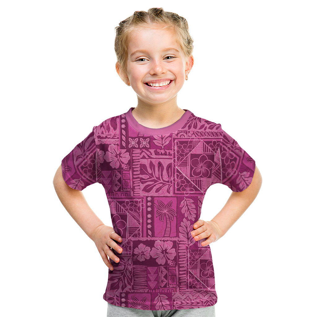 Hawaii Rainforest Beach Tropical Flowers Kid T Shirt LT14 Pink - Polynesian Pride