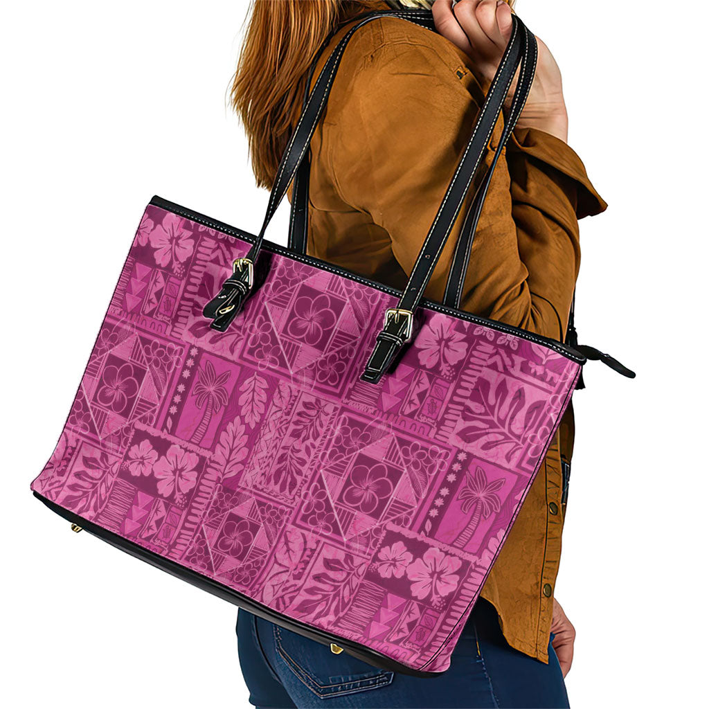 Hawaii Rainforest Beach Tropical Flowers Leather Tote Bag LT14 - Polynesian Pride