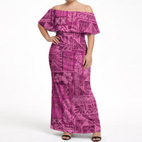 Hawaii Rainforest Beach Tropical Flowers Off Shoulder Maxi Dress LT14 Women Pink - Polynesian Pride