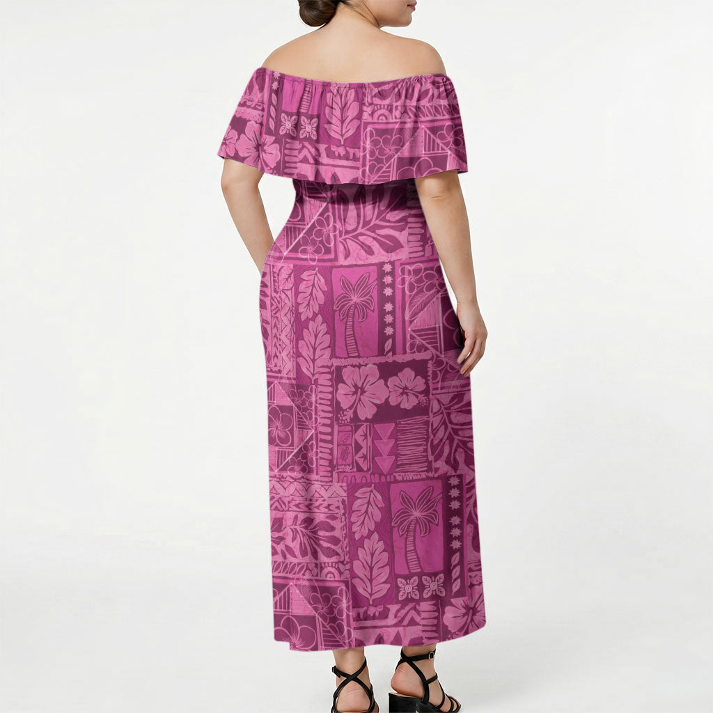 Hawaii Rainforest Beach Tropical Flowers Off Shoulder Maxi Dress LT14 - Polynesian Pride