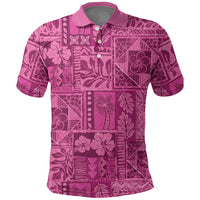 Hawaii Rainforest Beach Tropical Flowers Polo Shirt LT14 Pink - Polynesian Pride