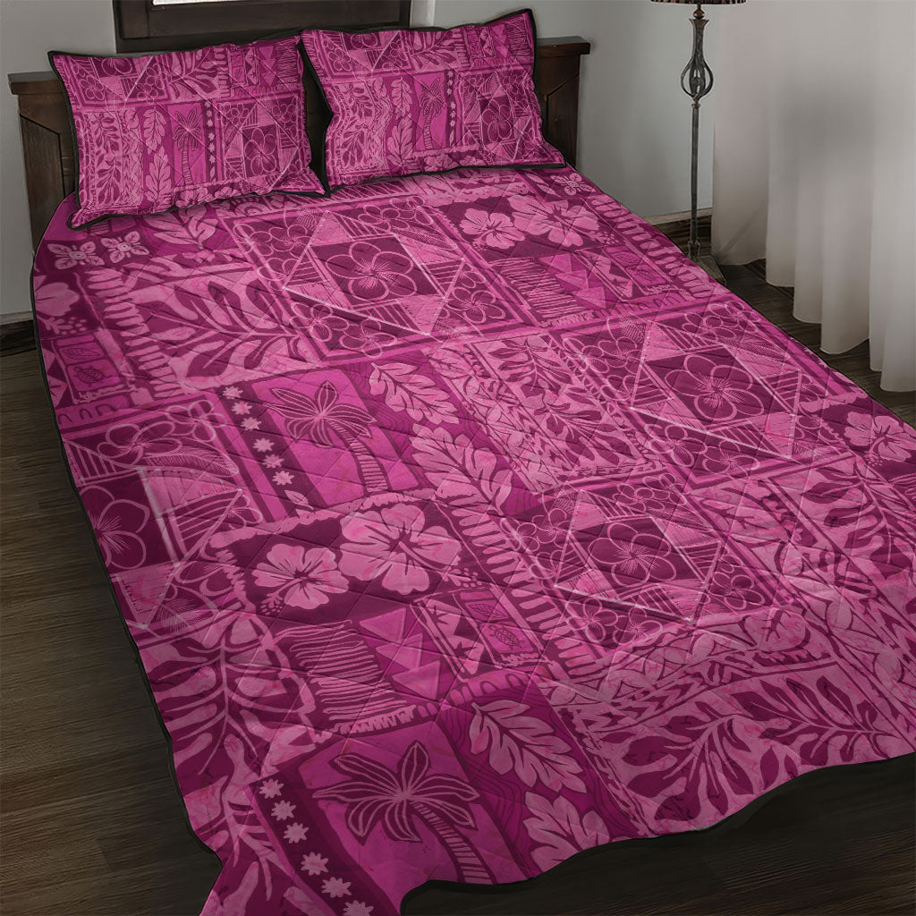 Hawaii Rainforest Beach Tropical Flowers Quilt Bed Set LT14 Pink - Polynesian Pride