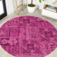 Hawaii Rainforest Beach Tropical Flowers Round Carpet LT14 Pink - Polynesian Pride