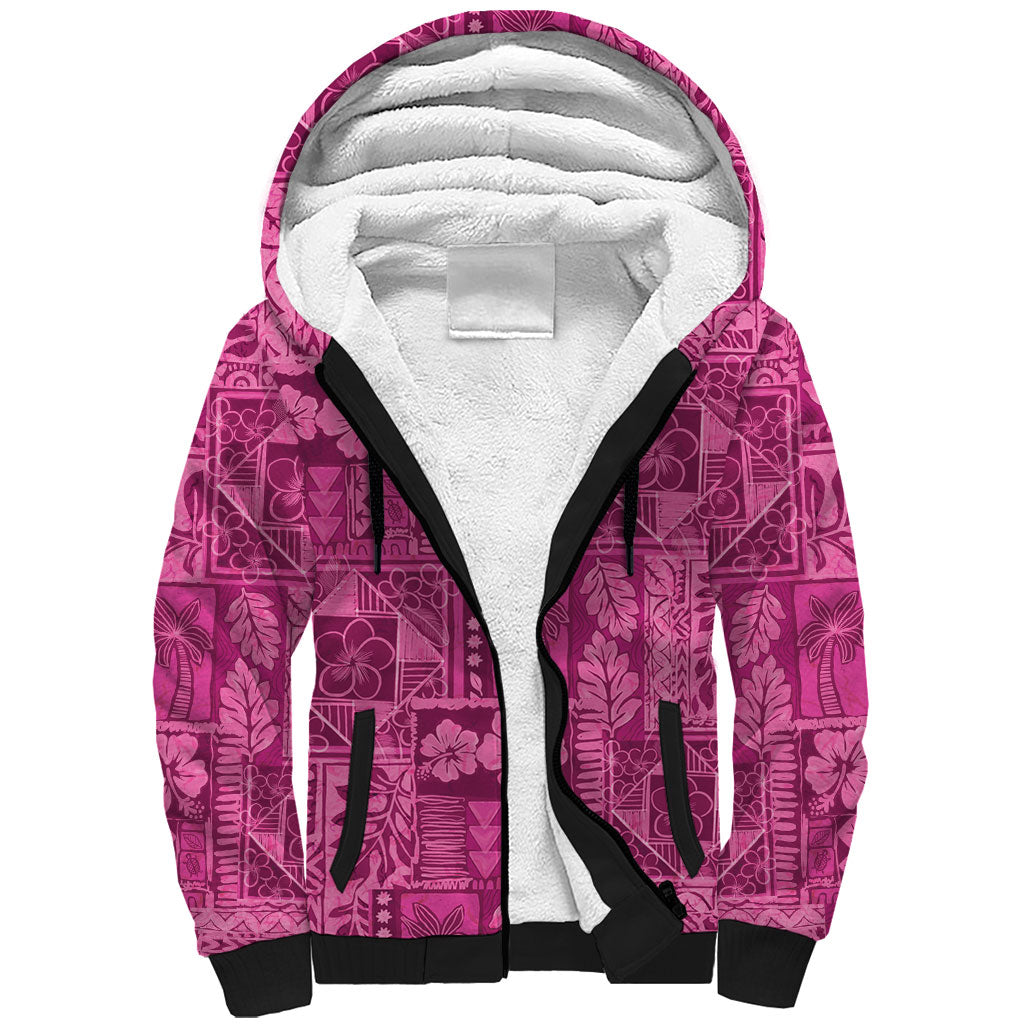 Hawaii Rainforest Beach Tropical Flowers Sherpa Hoodie LT14 Unisex Pink - Polynesian Pride