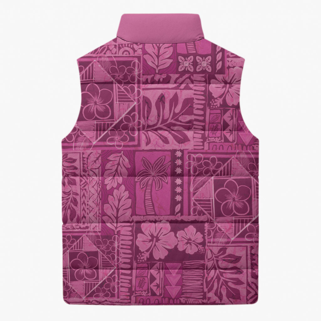 Hawaii Rainforest Beach Tropical Flowers Sleeveless Puffer Jacket LT14 - Polynesian Pride