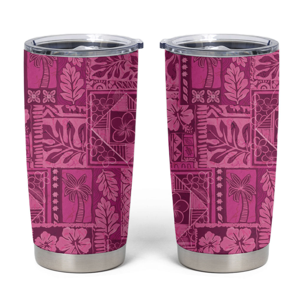 Hawaii Rainforest Beach Tropical Flowers Tumbler Cup LT14 Pink - Polynesian Pride