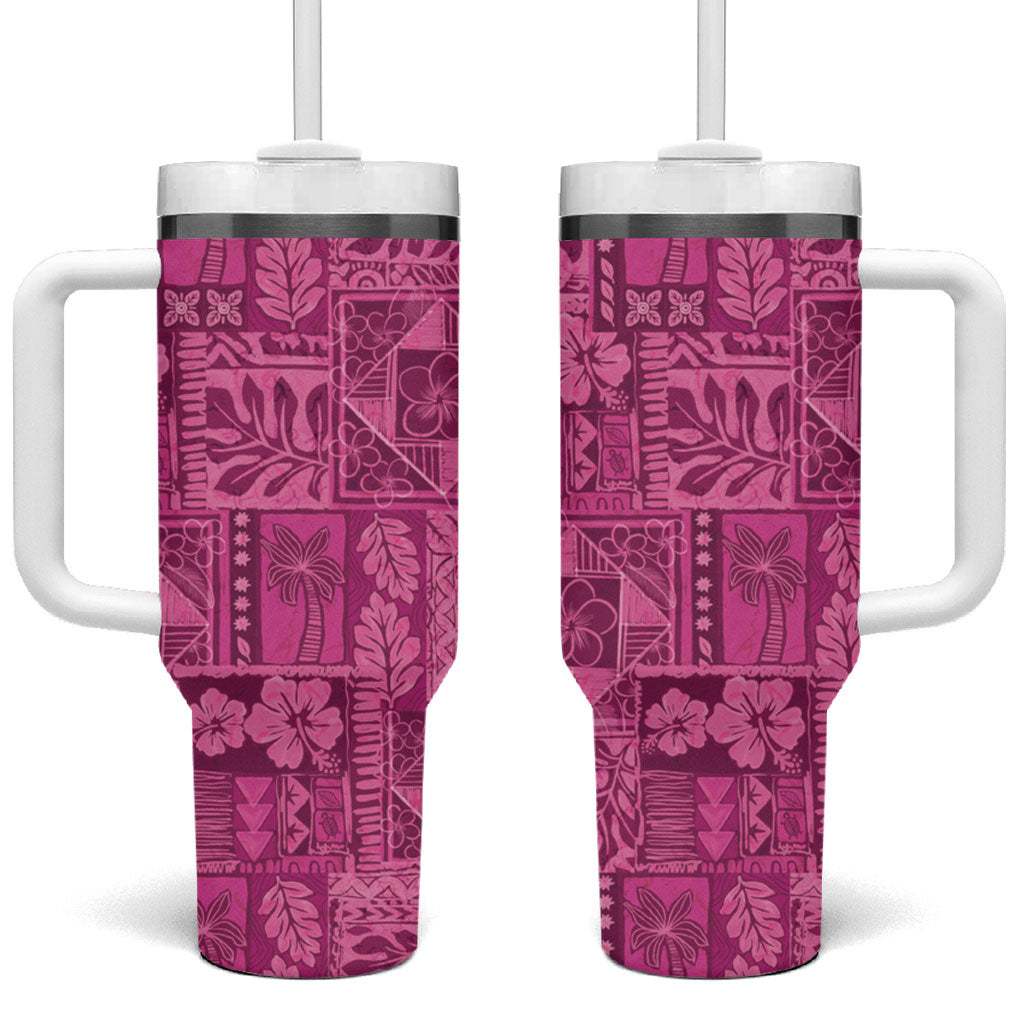 Hawaii Rainforest Beach Tropical Flowers Tumbler With Handle LT14 One Size: 40 oz Pink - Polynesian Pride