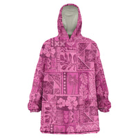 Hawaii Rainforest Beach Tropical Flowers Wearable Blanket Hoodie LT14 One Size Pink - Polynesian Pride