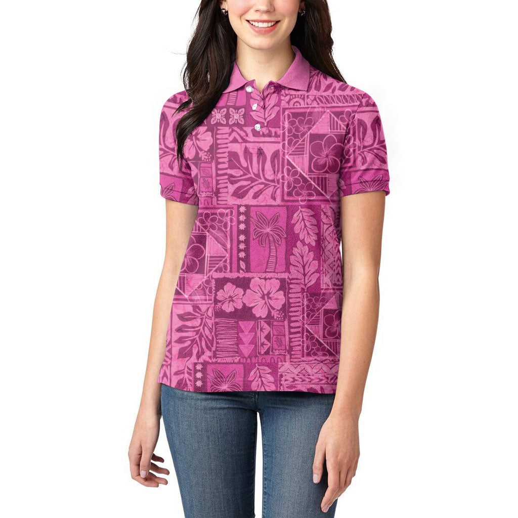 Hawaii Rainforest Beach Tropical Flowers Women Polo Shirt LT14 - Polynesian Pride