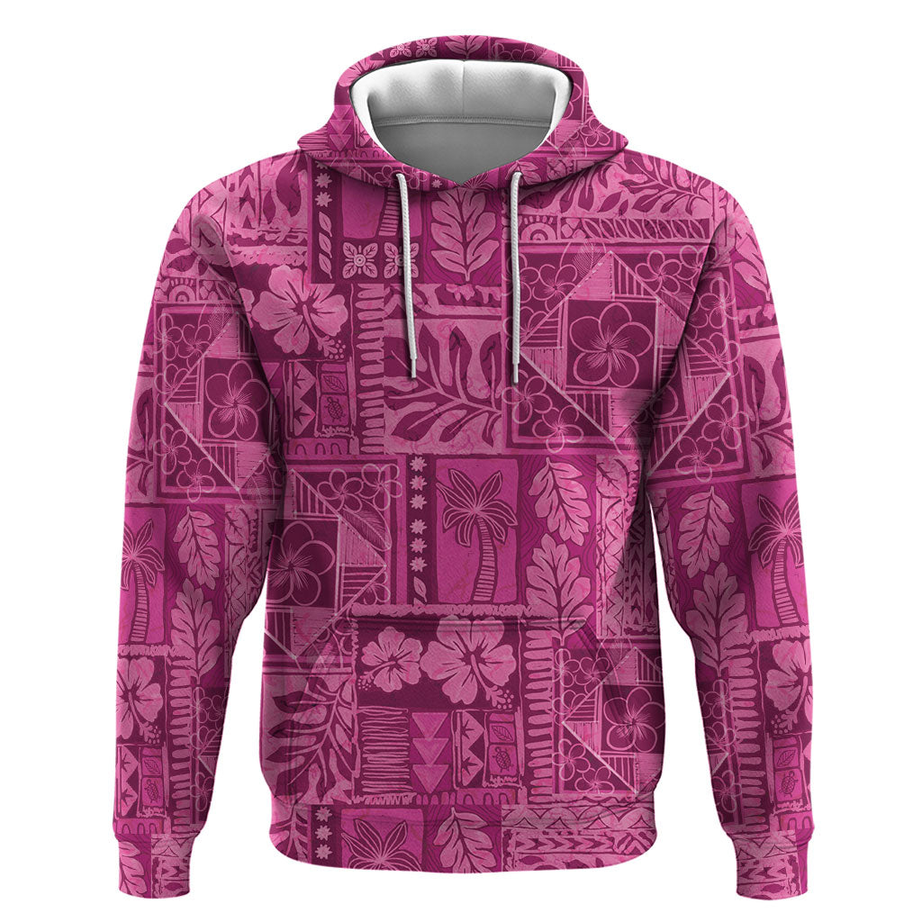 Hawaii Rainforest Beach Tropical Flowers Zip Hoodie LT14 Pullover Hoodie Pink - Polynesian Pride