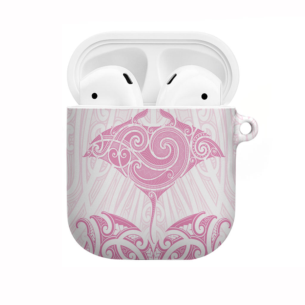 New Zealand Manta Ray Tattoo AirPods Case Aotearoa Maori Haehae Pink LT14 Pink - Polynesian Pride