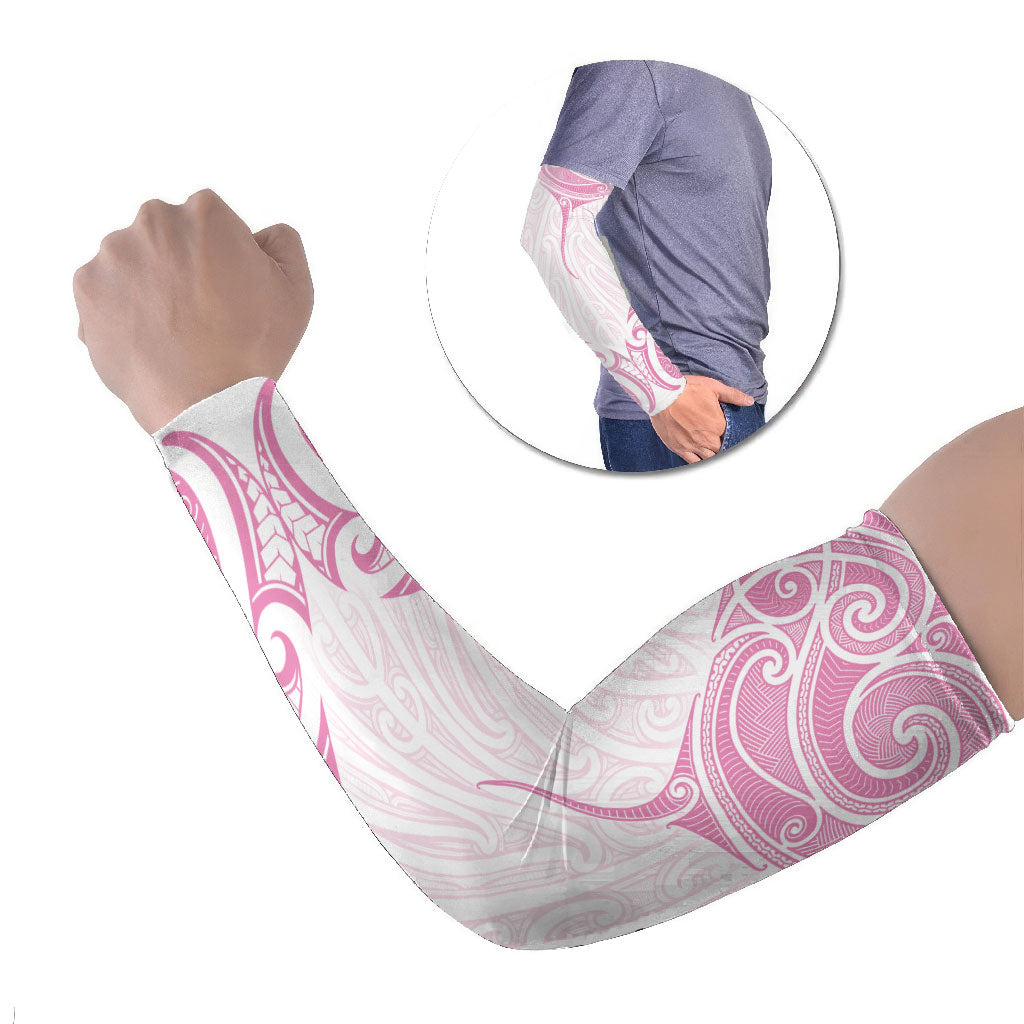 New Zealand Manta Ray Tattoo Arm Sleeves Aotearoa Maori Haehae Pink LT14 Set of 2 Pink - Polynesian Pride