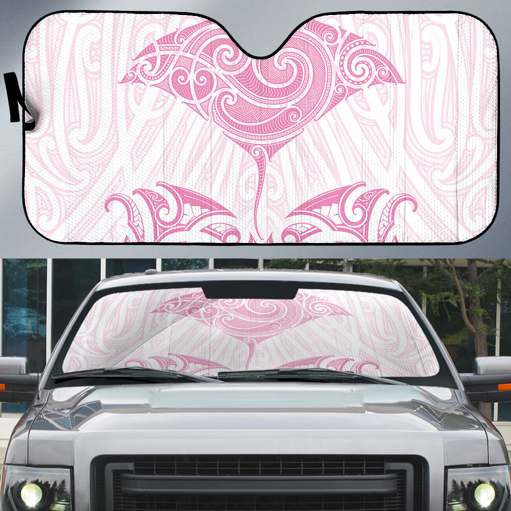 New Zealand Manta Ray Tattoo Auto Sun Shade Aotearoa Maori Haehae Pink LT14 Pink - Polynesian Pride