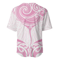 New Zealand Manta Ray Tattoo Baseball Jersey Aotearoa Maori Haehae Pink LT14 - Polynesian Pride