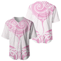 New Zealand Manta Ray Tattoo Baseball Jersey Aotearoa Maori Haehae Pink LT14 - Polynesian Pride