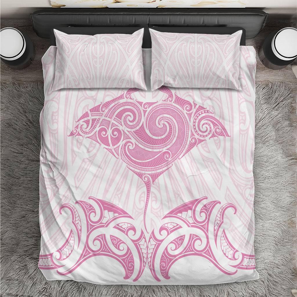 New Zealand Manta Ray Tattoo Bedding Set Aotearoa Maori Haehae Pink LT14 Pink - Polynesian Pride