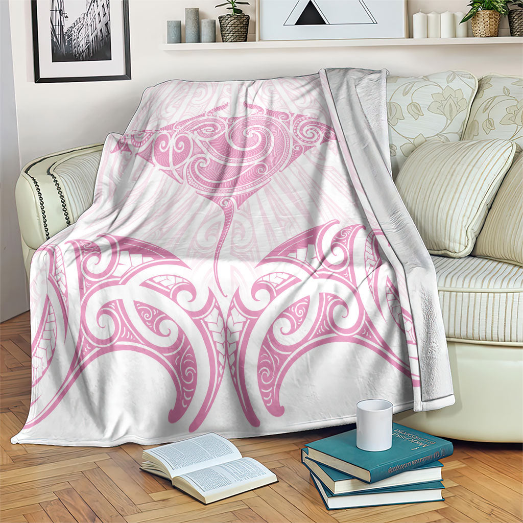 New Zealand Manta Ray Tattoo Blanket Aotearoa Maori Haehae Pink LT14 Pink - Polynesian Pride