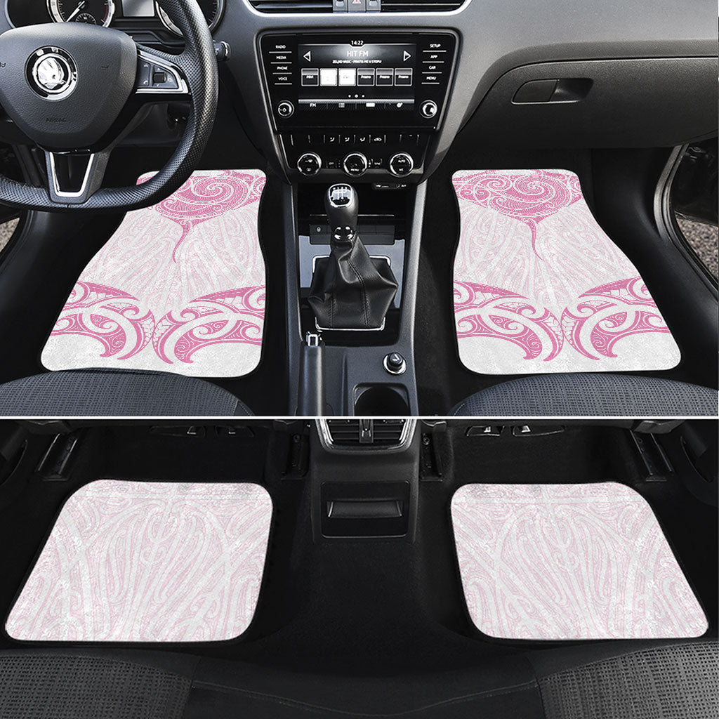 New Zealand Manta Ray Tattoo Car Mats Aotearoa Maori Haehae Pink LT14 Set 4pcs Pink - Polynesian Pride