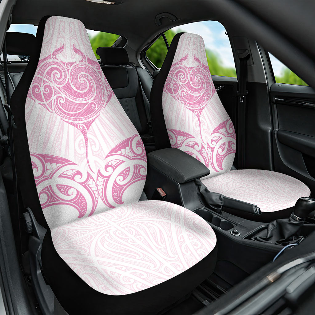 New Zealand Manta Ray Tattoo Car Seat Cover Aotearoa Maori Haehae Pink LT14 One Size Pink - Polynesian Pride