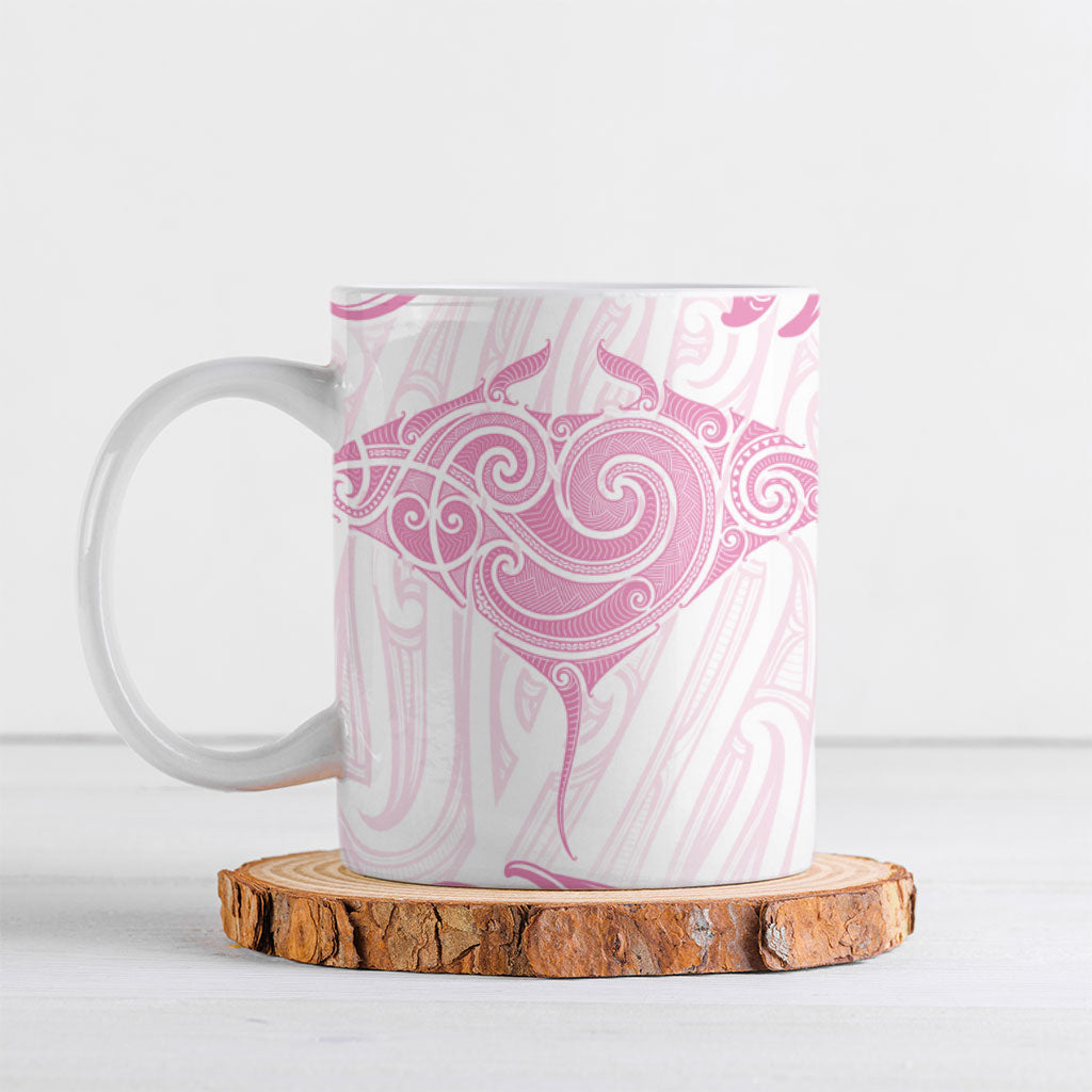 New Zealand Manta Ray Tattoo Ceramic Mug Aotearoa Maori Haehae Pink LT14 Pink - Polynesian Pride