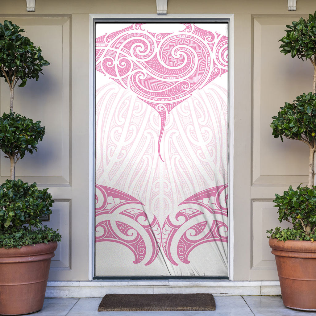 New Zealand Manta Ray Tattoo Door Cover Aotearoa Maori Haehae Pink LT14 Pink - Polynesian Pride