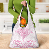 New Zealand Manta Ray Tattoo Grocery Bag Aotearoa Maori Haehae Pink LT14 - Polynesian Pride